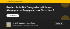 Podcast Droit à l'image des policiers en Allemagne, Belgique et Etats Unis