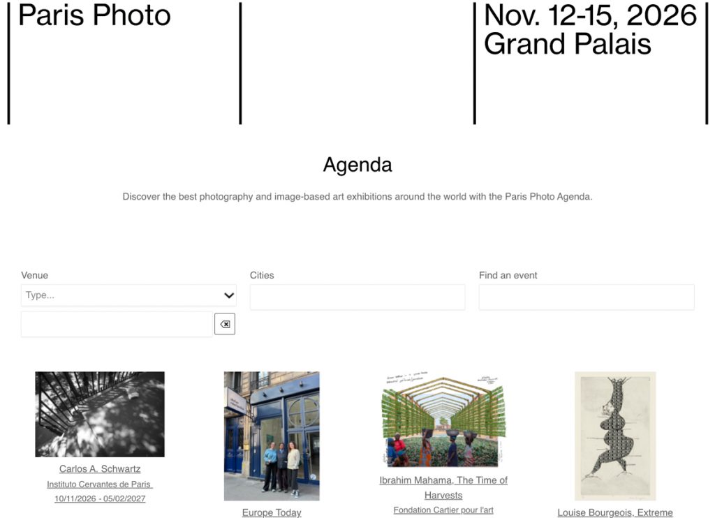 page site Agenda.Parisphoto.com